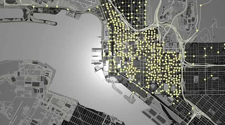 GIS-Analyse mit mehreren Datenebenen: Gelände, Flächennutzung und Standortbewertung