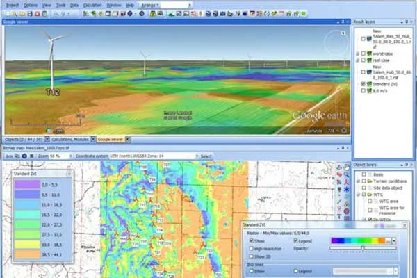 WindPRO Software Oberfläche für Windparkplanung